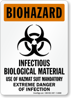 Infectious Biological Materials Extreme Danger Biohazard Sign