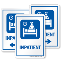 Inpatient Sign with Patient on Bed, Nurse Symbol