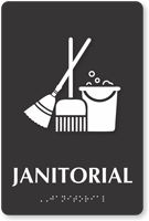 Janitorial TactileTouch Braille Sign