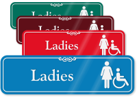 Ladies Female And Handicap Pictogram ShowCase Wall Sign