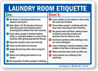 Laundry Room Etiquette Sign