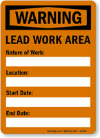 Lead Work Area OSHA Warning Sign