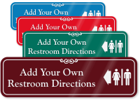 Directional Left Arrow Restroom Symbol Sign