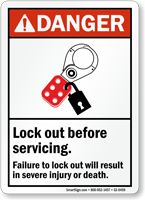 Lock Out Before Servicing ANSI Danger Sign