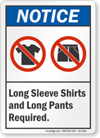 Long Sleeve Shirts Pants Required Sign