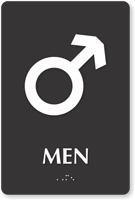 Mars Men Braille Restroom Sign