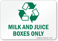 Milk Juice Boxed Only Recycle Sign