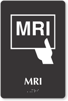 MRI Braille Sign with Magnetic Resonance Imaging Symbol