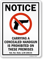 Nebraska Firearms and Weapons Law Signs
