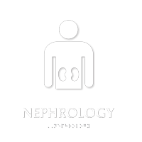 Nephrology TactileTouch Braille Hospital Sign with Kidney Symbol