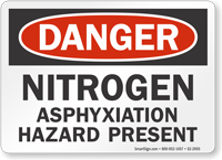 Nitrogen Asphyxiation Hazard Present OSHA Danger Sign