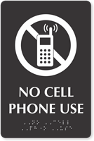 No Cell Phone TactileTouch Braille Sign