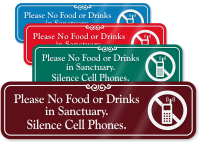 Please No Food Or Drinks In Sanctuary Sign