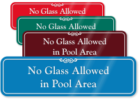 No Glass Allowed In Pool Area Wall Sign