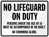 New Jersey No Lifeguard On Duty Sign