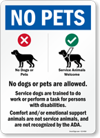 No Pets Comfort Animals Are Not Service Animals Sign