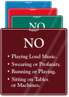 No Playing Loud Music Sign