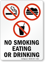 No Smoking Eating Or Drinking (symbols) Sign