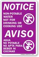 Bilingual Notice Non Potable Water Sign