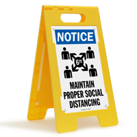 NOTICE: Maintain Proper Social Distancing (w/ Graphic) FloorBoss XL™ Floor Sign