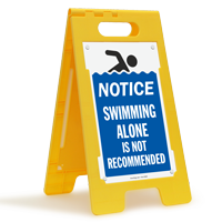 Notice Swimming Alone Is Not Recommended Floor Sign