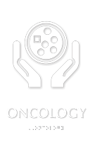 Oncology Braille Hospital Sign with Cancer Cell Symbol
