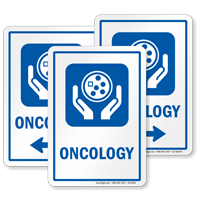 Oncology Cancer Hospital Sign with Cancer Cell Symbol