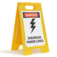 Overhead Power Lines Standing Floor Sign