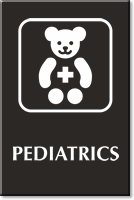 Engraved Pediatrics Hospital Sign with Teddy Cross Symbol