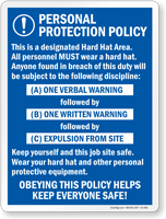 Personal Protection Policy Job Site Safety Sign