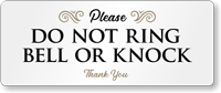 Please Do Not Ring Bell Or Knock Airbnb Sign