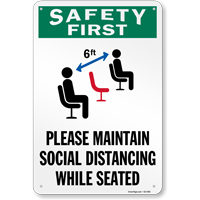 Please Maintain Social Distancing While Seated Sign