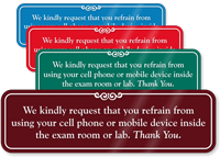 Refrain From Using Cell Phone Showcase Sign