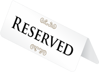 Reserved Vintage Table Top Tent Sign