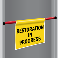 Restoration In Progress Door Barricade Sign