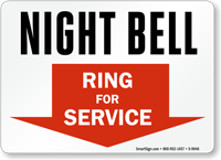 Night Bell   Ring For Service Sign