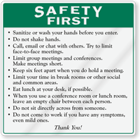 Sanitize Or Wash Your Hands Keep Six Feet Apart ShowCase Sign