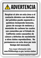 Service Station Exposure Spanish Prop 65 Sign