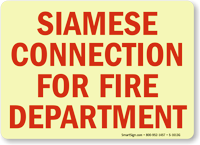 Siamese Connection Fire Department Sign