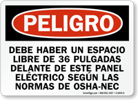 Spanish Electrical Panel Keep Area Clear Peligro Sign