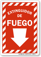 Spanish Extinguidor De Fuego Sign, Fire Extinguisher