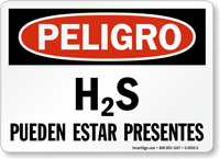 H2S Pueden Estar Presentes, Spanish H2S Present Sign