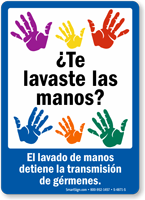 ¿Te lavaste las manos? El lavado de manos detiene Spanish Sign