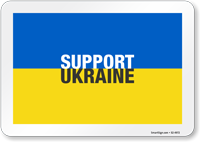 Support Ukraine Sign with Ukraine Flag Background