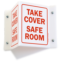 Take Cover Safe Room Projecting Emergency Sign