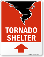 Tornado Shelter Sign with Up Arrow