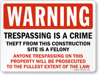 Warning Trespassing Is A Crime Sign