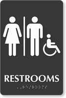 Unisex Handicap Restrooms TactileTouch Braille Sign