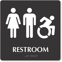 Restroom Braille Sign, Men, Women, New ISA Pictograms