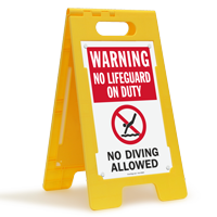 Warning No Lifeguard On Duty No Diving Floor Sign